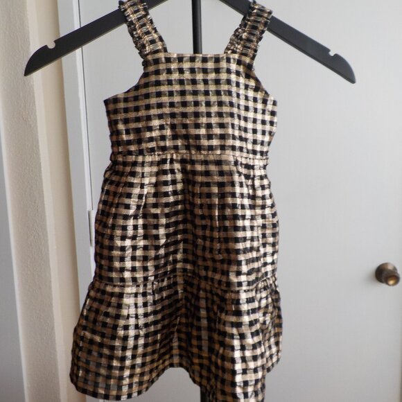 Crewcuts - Girls Jumper Dress - Size 2T - Gold/Black -Check -Party Fancy - (404) - Picture 1 of 6